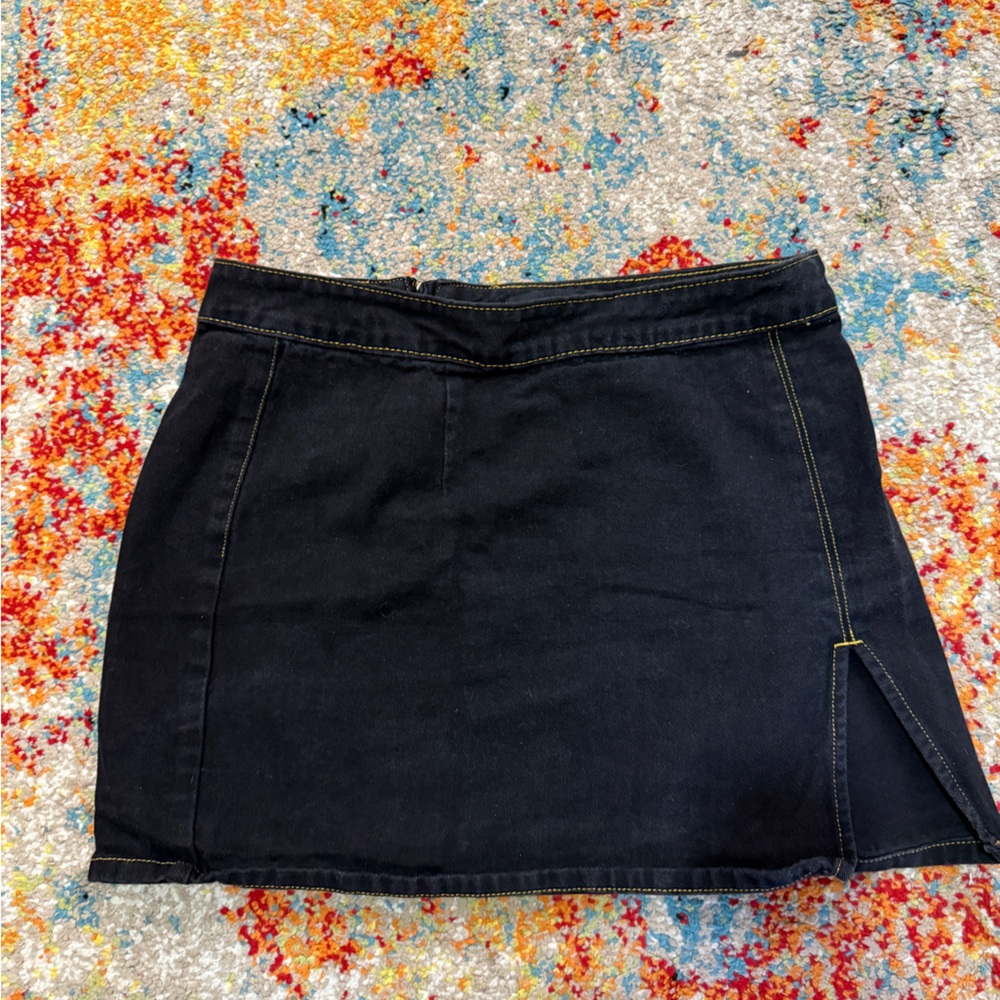 Urban Outfitters Black Mini Demin Skirt with Slit